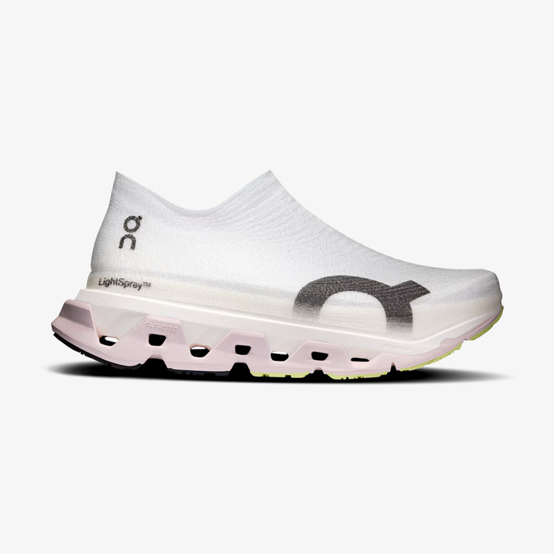 Tênis On Running LightSpray Cloudmonster 3 Hyper Unissex Branco-Rosa